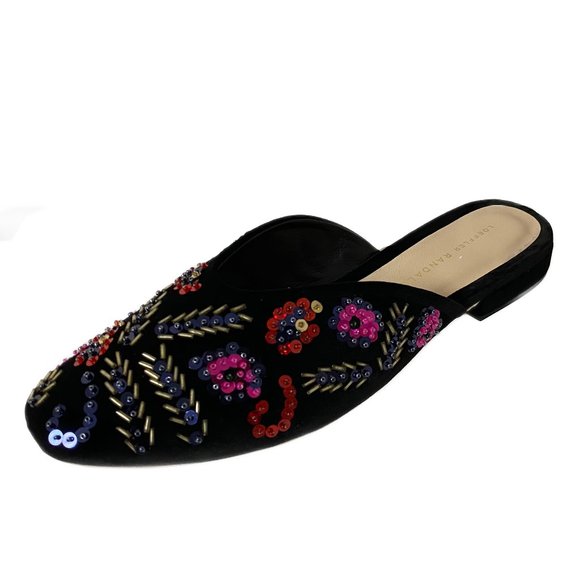 LOEFFLER RANDALL QUIN BEADED SEQUIN VELVET MULES